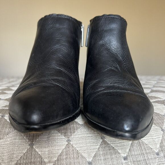 1.State Jelin Black Leather Ankle Studded Boots Block Heel Pointed Toe Women’s 9 - Picture 8 of 16